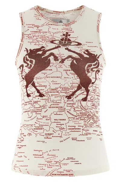 Vivienne Westwood Horses Nineties Vest Top Map Motif In Pink