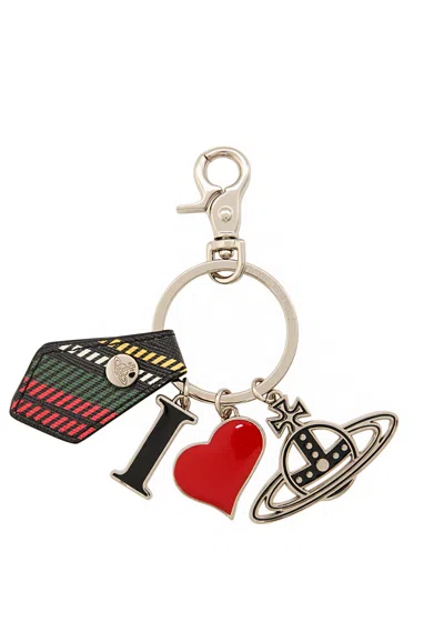 Vivienne Westwood I Love Orb Enamelled Keyring In Multi