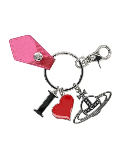 Vivienne Westwood Silver I Love Orb Keyring In Multicolor