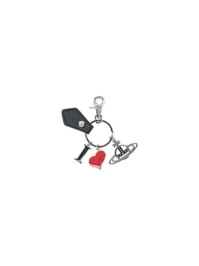 Vivienne Westwood "polly I Love Orb" Logo Keyring In Black