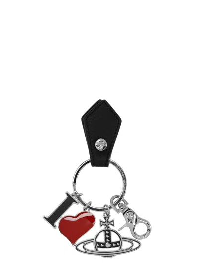 Vivienne Westwood I Love Orb Keyring In Black