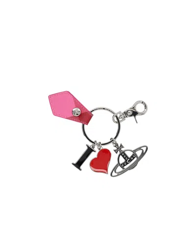 Vivienne Westwood Silver I Love Orb Keyring In Multicolor