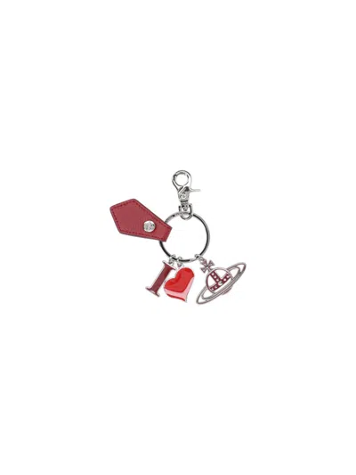 Vivienne Westwood "i Love Orb" Keyring In Red