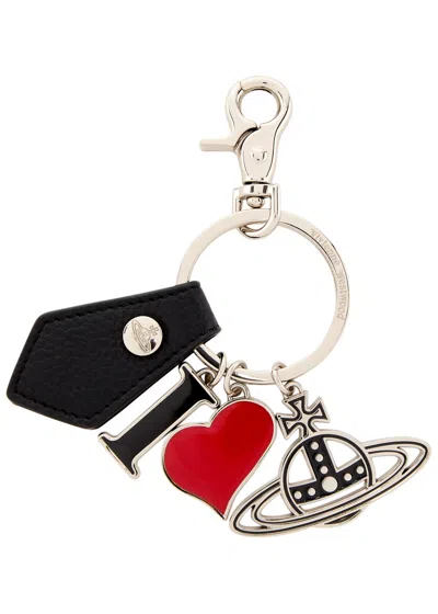 Vivienne Westwood I Love Orb Silver-plated Keyring In Black