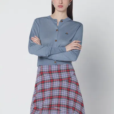 Vivienne Westwood Iceblue Cropped Wool And Silk Cardigan In Gray