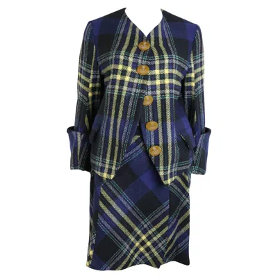 Pre-owned Vivienne Westwood Iconic  Wool Tartan Suit Set In Black