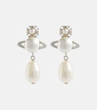 Vivienne Westwood Inass Faux Pearl Drop Earrings In Silver
