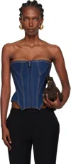 Vivienne Westwood Corset Bustier Top With Visible Stitching In Blue