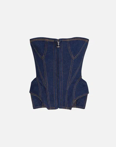 Vivienne Westwood Corset Bustier Top With Visible Stitching In Blue