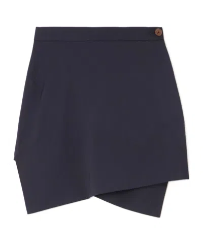 Vivienne Westwood Infinity Asymmetric Wool-twill Mini Wrap Skirt In Blue