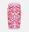 Vivienne Westwood Iron Orb Jacquard Midi Skirt In Neon Red/lavender