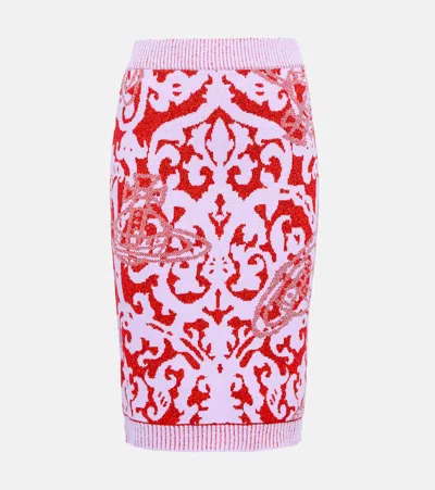 Vivienne Westwood Iron Orb Jacquard Midi Skirt In Red