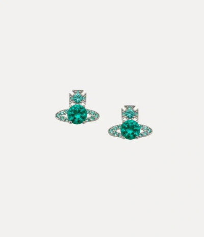 Vivienne Westwood Ismene Earrings Platinum-turquoise-cz Platinum-turquoise-cz Women In Green