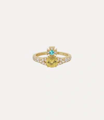 Vivienne Westwood Ismene Ring Gold-light-turquiose-light-yellow-white-cz Gold-light-turquiose-light-yellow-white-cz Un In Pattern