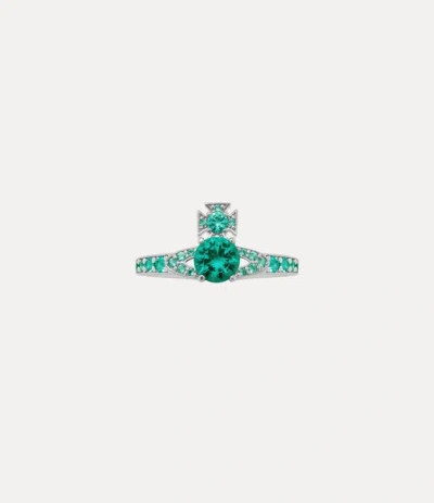 Vivienne Westwood Ismene Ring Platinum-turquoise-cz Platinum-turquoise-cz Unisex In Green