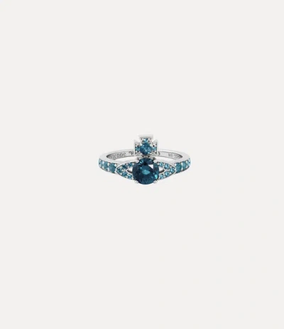 Vivienne Westwood Ismene Ring Platinum-dark-blue-cz Platinum-dark-blue-cz Unisex In Transparent