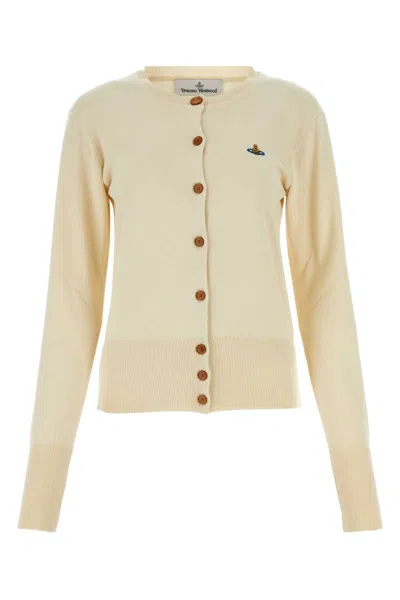 Vivienne Westwood Ivory Cotton Blend Bea Cardigan In Beige