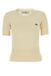 Vivienne Westwood 'bea' Cream White Cropped T-shirt With Orb Embroidery In White