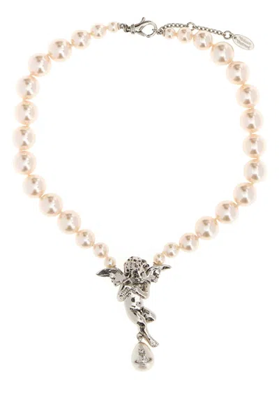 Vivienne Westwood Ivory Pearls Putti Large Necklace In Multi