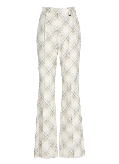 Vivienne Westwood Ivory Ray Palazzo Checked Flared Pants In White
