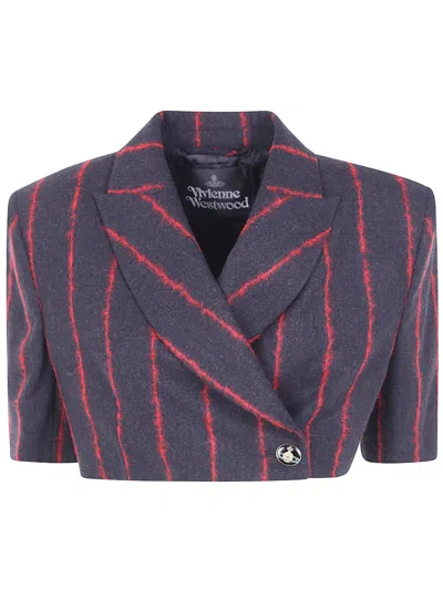 Vivienne Westwood Cut Off Pinstripe-pattern Cropped Blazer In Multi