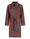 Vivienne Westwood Wool Coat Belted Waist Checkered Pattern In Multi