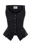 Vivienne Westwood Monday Cotton Vest Silhouette Peplum Sleeveless In Black