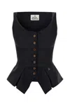 Vivienne Westwood Monday Cotton Vest Silhouette Peplum Sleeveless In Black