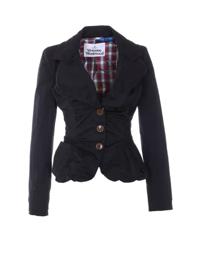 Vivienne Westwood Ruched Slim Fit Jacket In Black