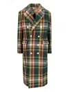 Vivienne Westwood Check Pattern Wool Blend Coat In Green