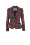 Vivienne Westwood Drunken Jacket With Tartan Wool Pattern In Red