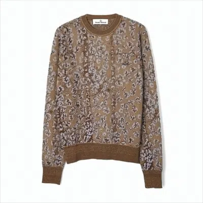 Vivienne Westwood Jacquard Knit Sweater With Subtle Leopard Design In White