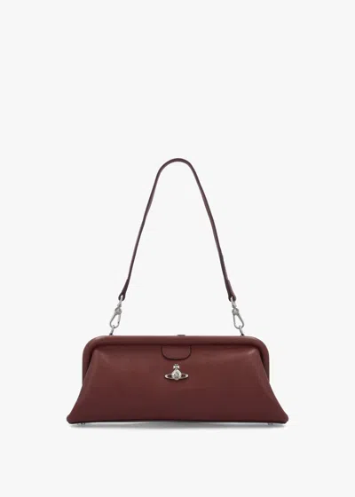 Vivienne Westwood Jane Frame Chestnut Leather Shoulder Bag Purse In Tan Leather