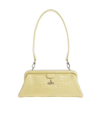 Vivienne Westwood Jane Frame Embossed Croc Shoulder Bag In Green