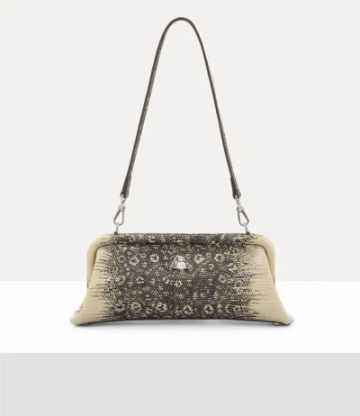 Vivienne Westwood Jane Frame Purse Lizard-effect Emboss Charcoal-cream