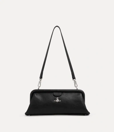 Vivienne Westwood Jane Frame Purse Supple Leather Black In Purple
