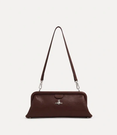 Vivienne Westwood Jane Frame Purse Supple Leather Chestnut In Brown