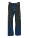 Vivienne Westwood Straight Leg Painted Jeans With Paint Splatter In Blue