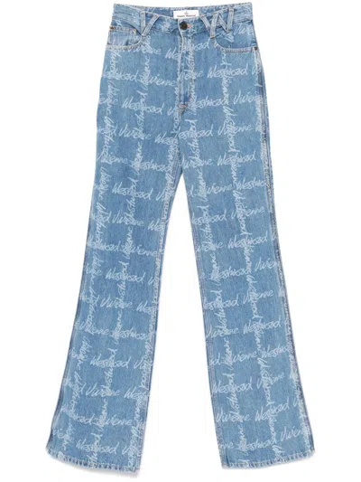 Vivienne Westwood Ray Logo High Rise Straight Jeans In Blue