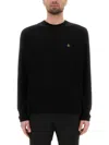Vivienne Westwood 'alex' Black Crewneck Sweater With Orb Logo Detail On The Front In Black