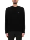 Vivienne Westwood 'alex' Black Crewneck Sweater With Orb Logo Detail On The Front In Black