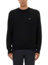 Vivienne Westwood 'alex' Black Crewneck Sweater With Orb Logo Detail On The Front In Black