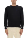Vivienne Westwood 'alex' Black Crewneck Sweater With Orb Logo Detail On The Front