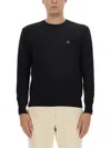 Vivienne Westwood 'alex' Black Crewneck Sweater With Orb Logo Detail On The Front In Black