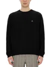 Vivienne Westwood 'alex' Black Crewneck Sweater With Orb Logo Detail On The Front In Black