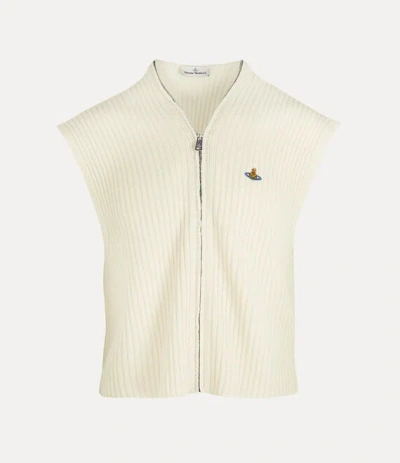 Vivienne Westwood Jess Zip Vest Merino Wool / Cashmere Cream M/l Unisex