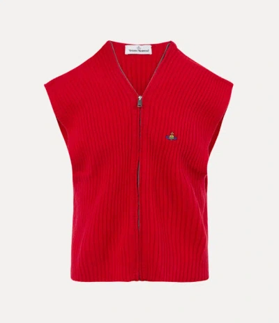 Vivienne Westwood Jess Zip Vest Merino Wool / Cashmere Red M/l Unisex