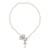 Vivienne Westwood Rigoberta Pearl Necklace Platinum-crystal-velvet-crystal-creamrose-pearl Platinum-crystal-velvet-cry In Metallic