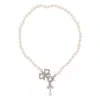 Vivienne Westwood Rigoberta Pearl Necklace Platinum-crystal-velvet-crystal-creamrose-pearl Platinum-crystal-velvet-cry In Metallic