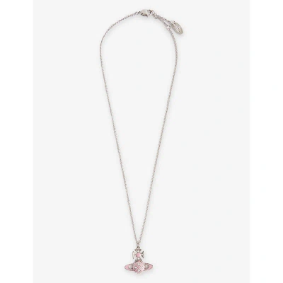 Vivienne Westwood Jewellery Cassie Bas Relief Brass And Enamel Necklace In Platinum/creamrose/pink